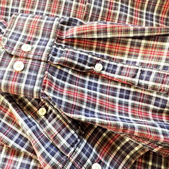 GAP Men’s Slim Fitted Button Up Shirt Size M Red White Blue 100% Cotton Vtg Y2k - Picture 5 of 12